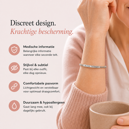 Fittershape Blood Thinner Slim Bracelet – medische alertheid & stijl