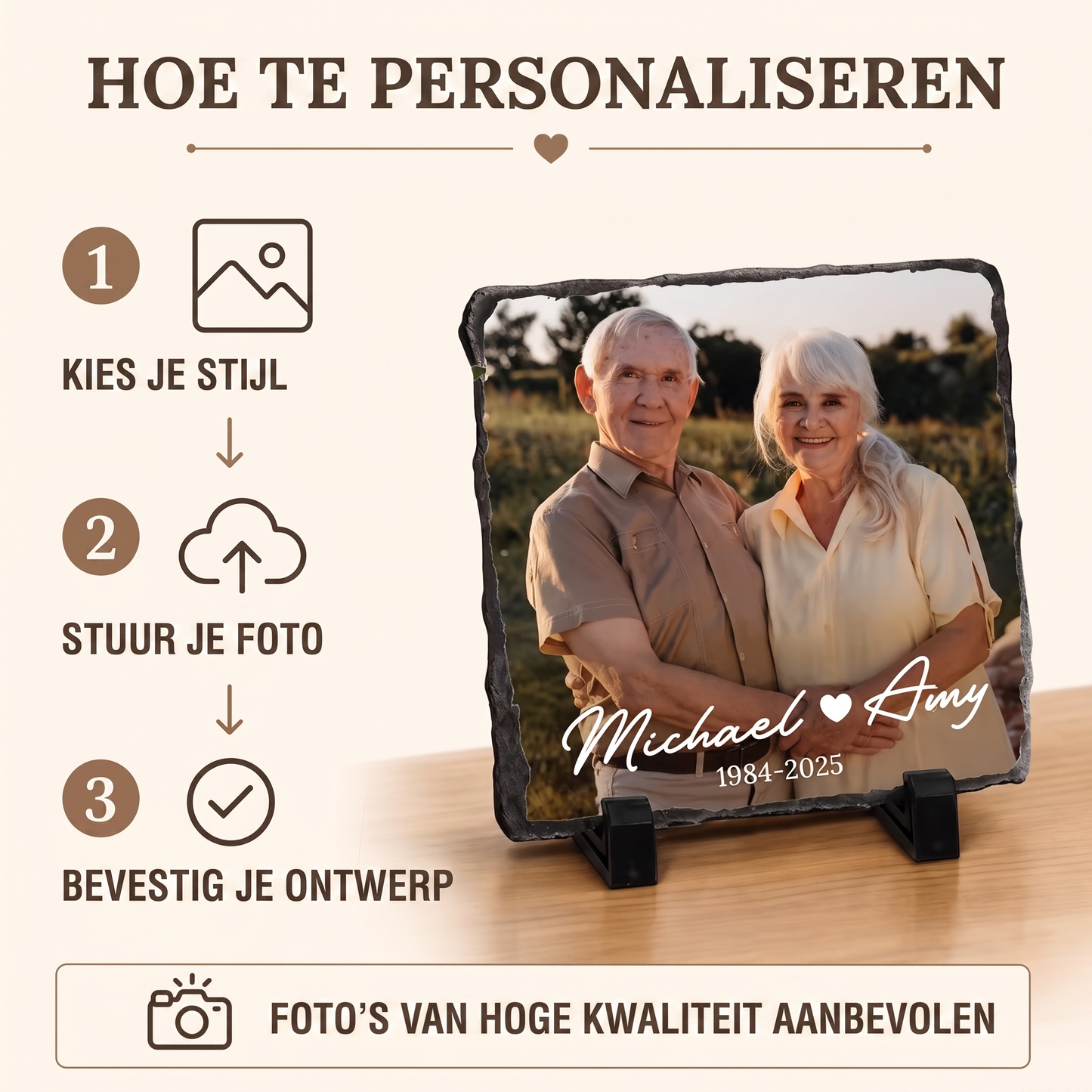 Fittershape Personalized Photo Stone Tablet – met eigen foto & tekst