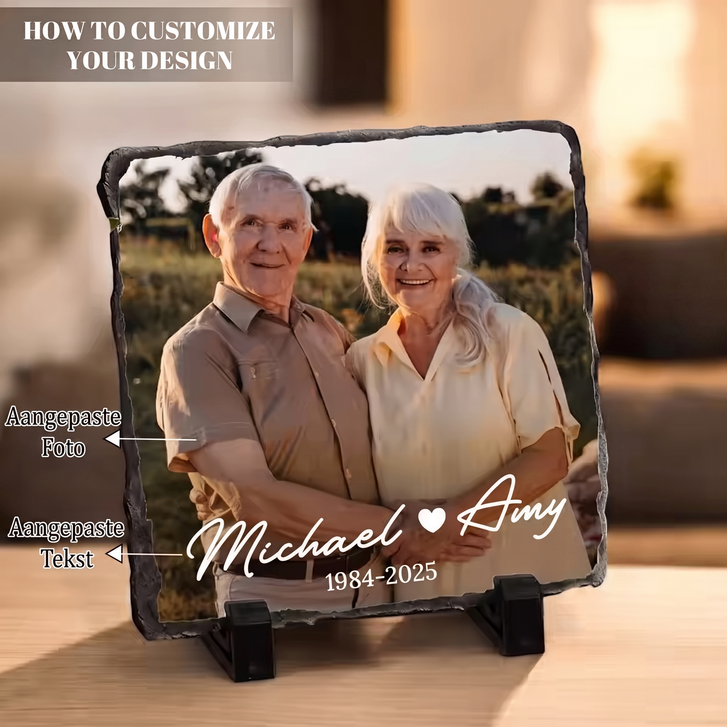 Fittershape Personalized Photo Stone Tablet – met eigen foto & tekst