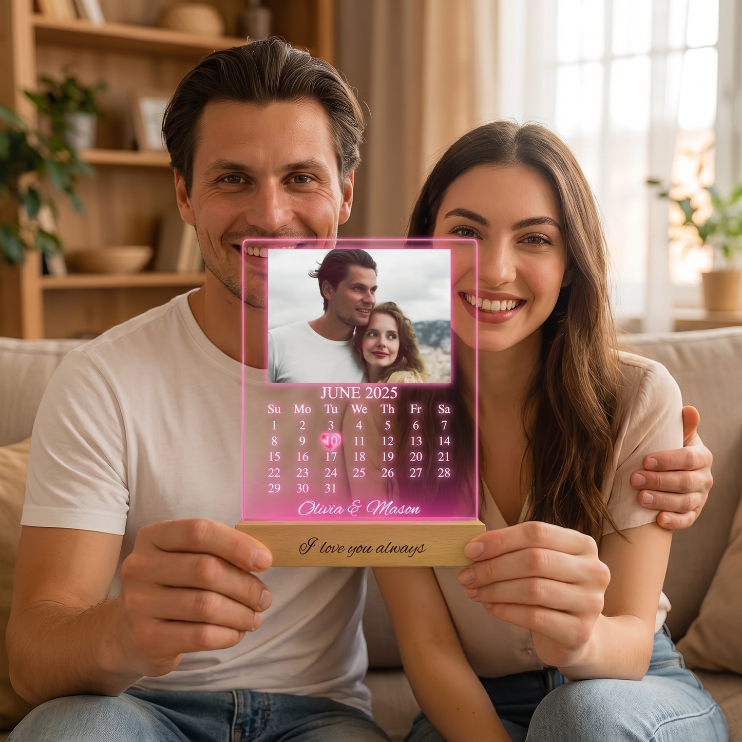 Fittershape Personalised Acrylic LED Night Light – met foto & kalender