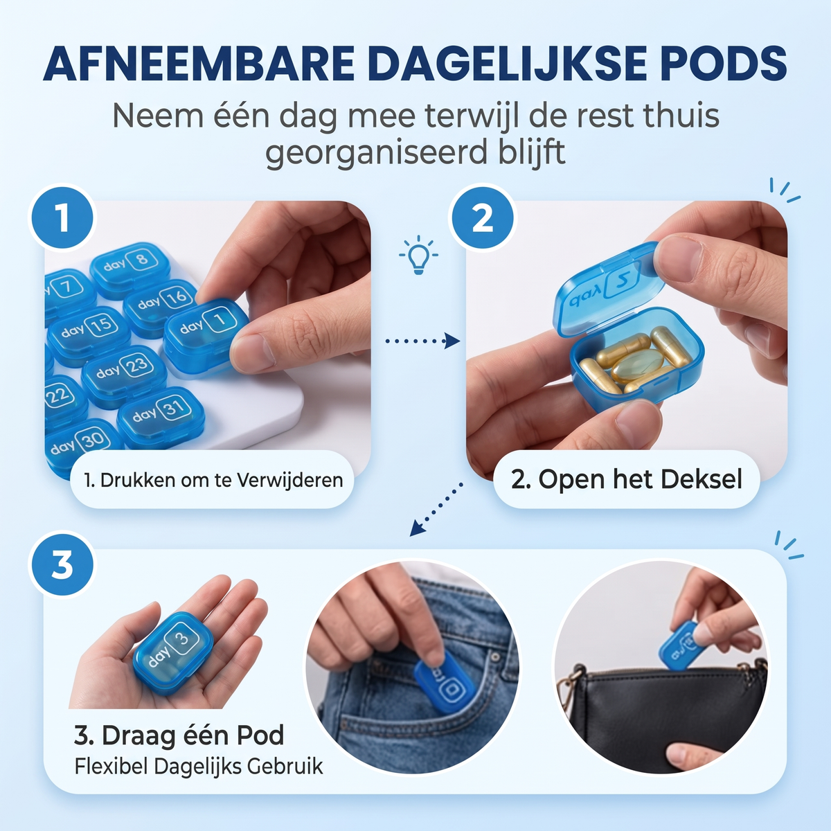 Fittershape 31-Daagse Pillenorganizer – met uitneembare vakjes