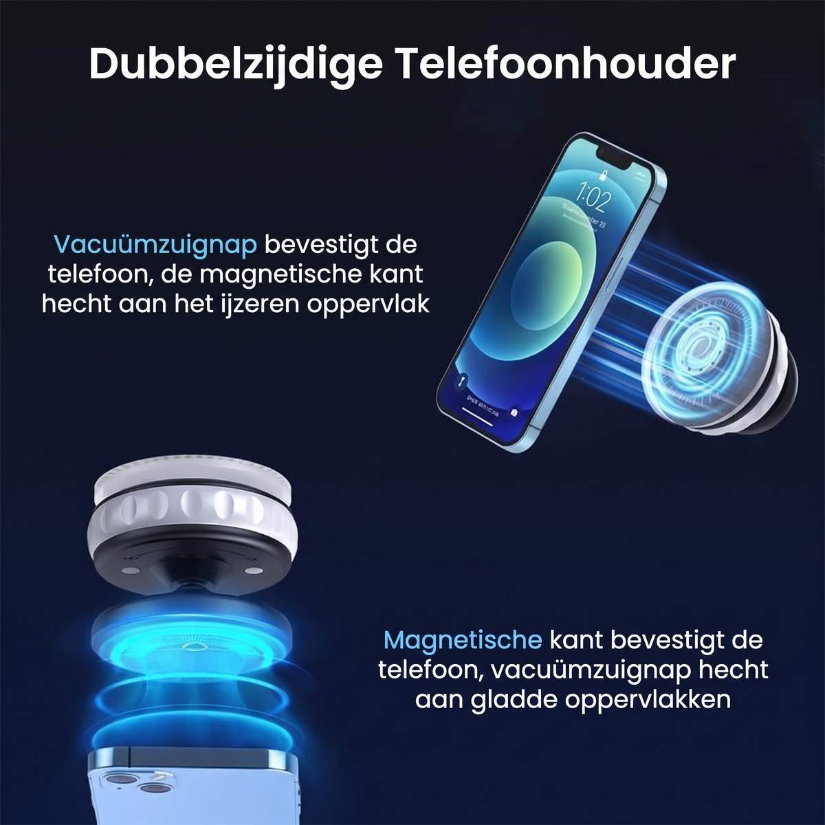 Fittershape Magnetic Vacuum Phone Mount – 360° draaibaar