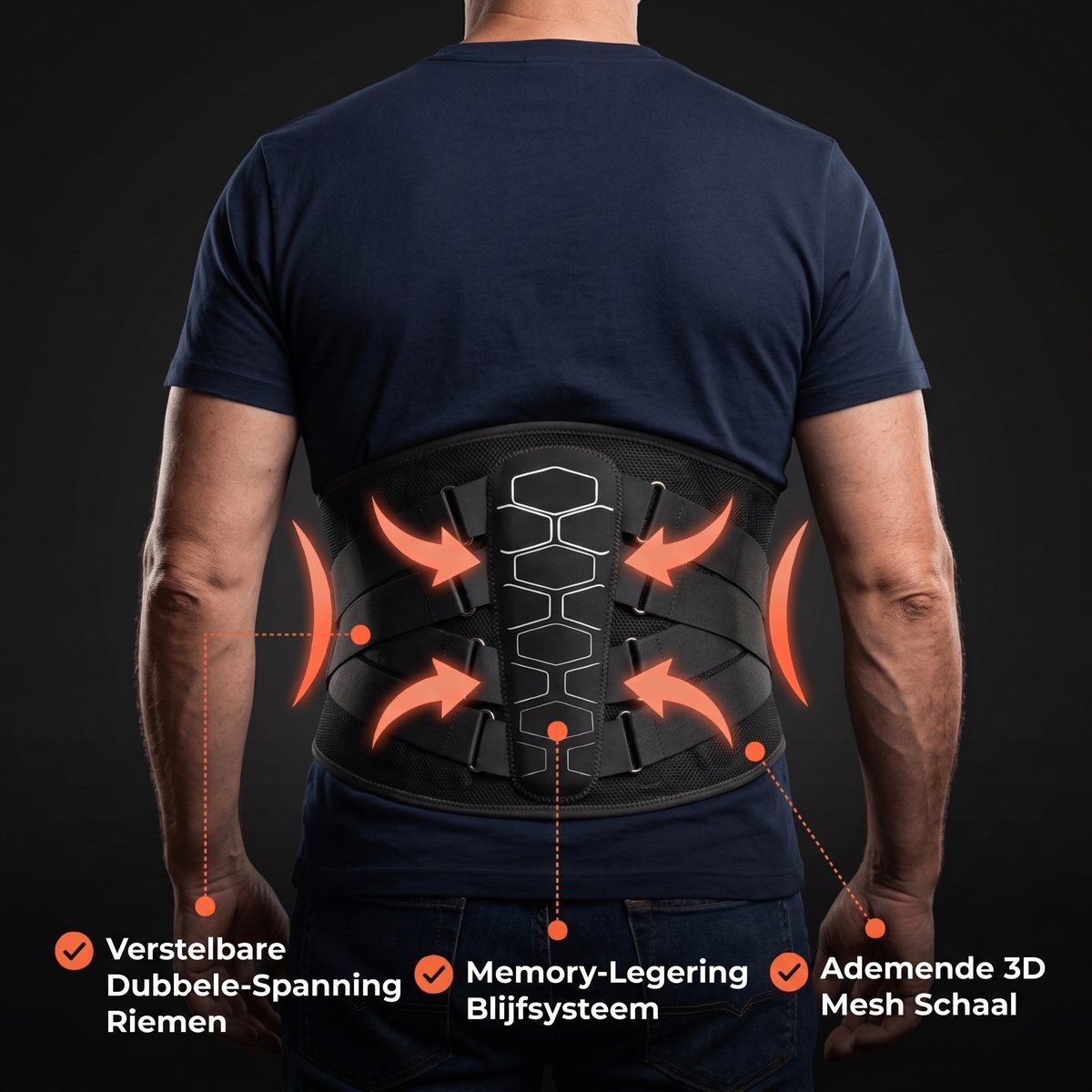 Fittershape Lower Back Support Belt – verstelbaar voor rugondersteuning