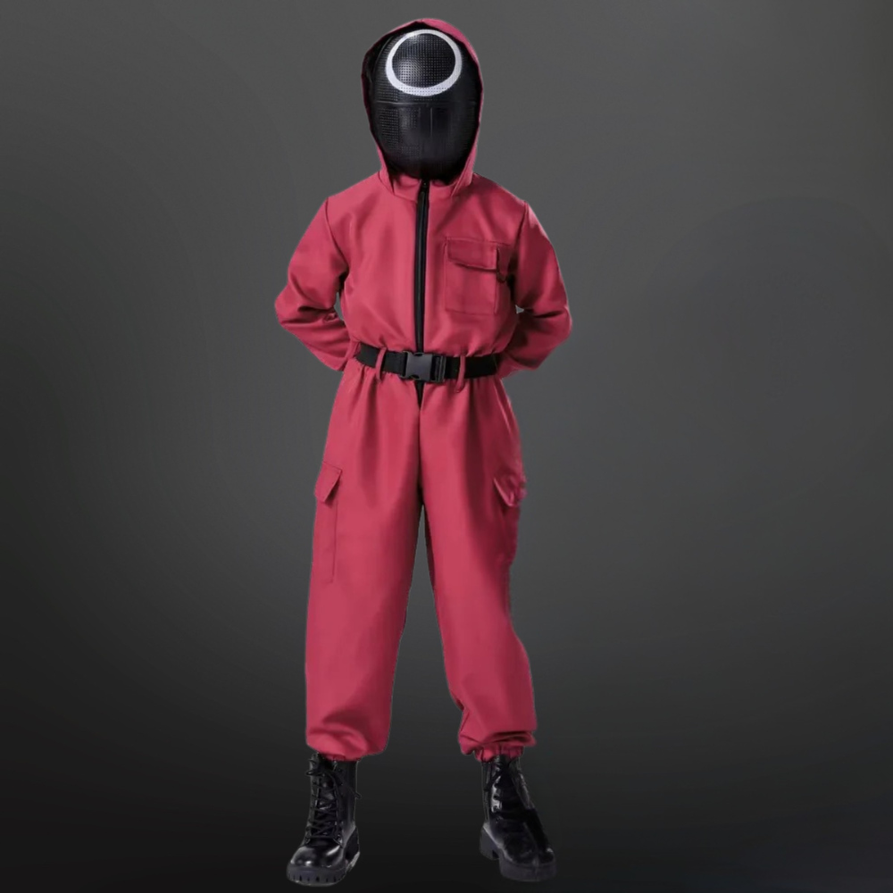 Squid Game Kostuum voor Kinderen – Rood Uniform met Masker