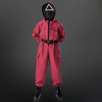 Squid Game Kostuum voor Kinderen – Rood Uniform met Masker