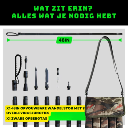 Opvouwbare Wandelstok – Multifunctioneel – Voor Wandelen en Outdoor Activiteiten
