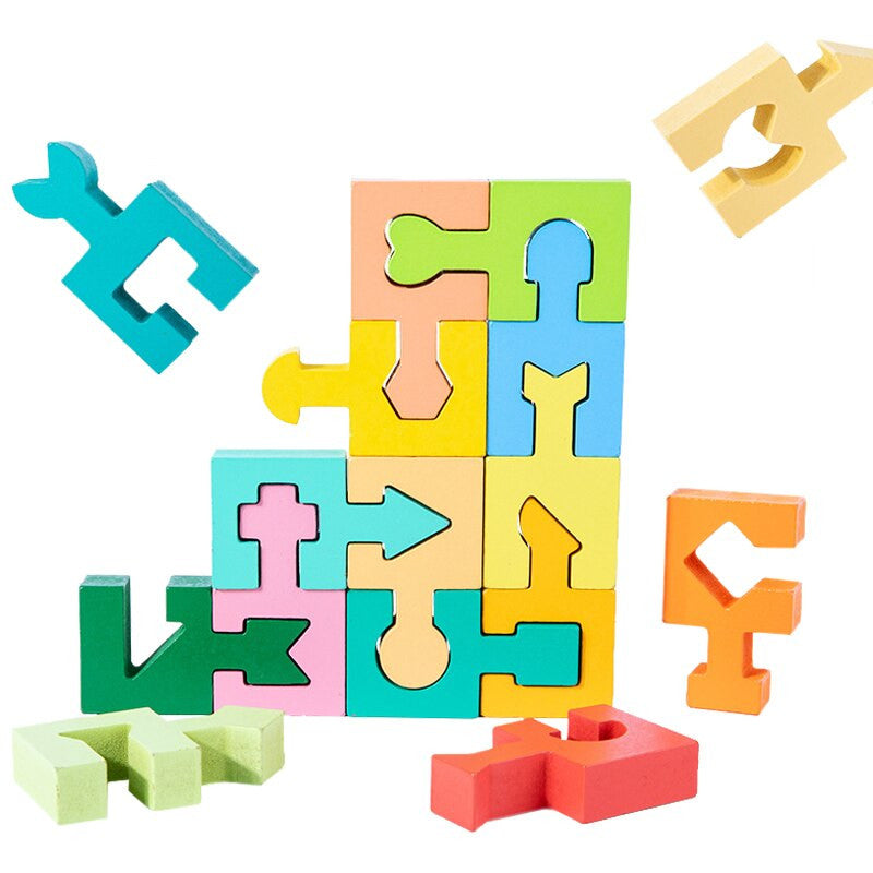 Educatief Puzzelspel – Kleurrijke Houten Blokken – Voor Kinderen