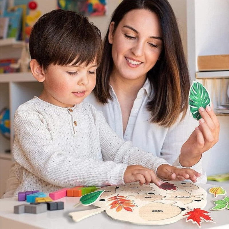 Houten Bladeren Puzzel – Educatief – Voor Kinderen – Met Bladherkenning
