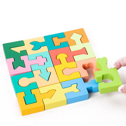 Educatief Puzzelspel – Kleurrijke Houten Blokken – Voor Kinderen