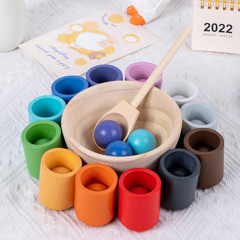 Houten Stapelspeelgoed – Kleurherkenning – Voor Kinderen – Met Houten Lepel