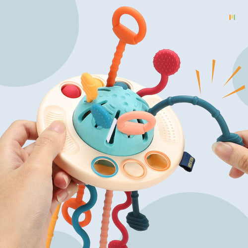 Interactief Fidget Speelgoed – Kleurrijke Draden en Ringen – Voor Baby’s en Peuters