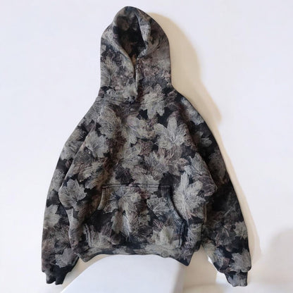 Oversized Hoodie – Bladeren print – Zachte stof