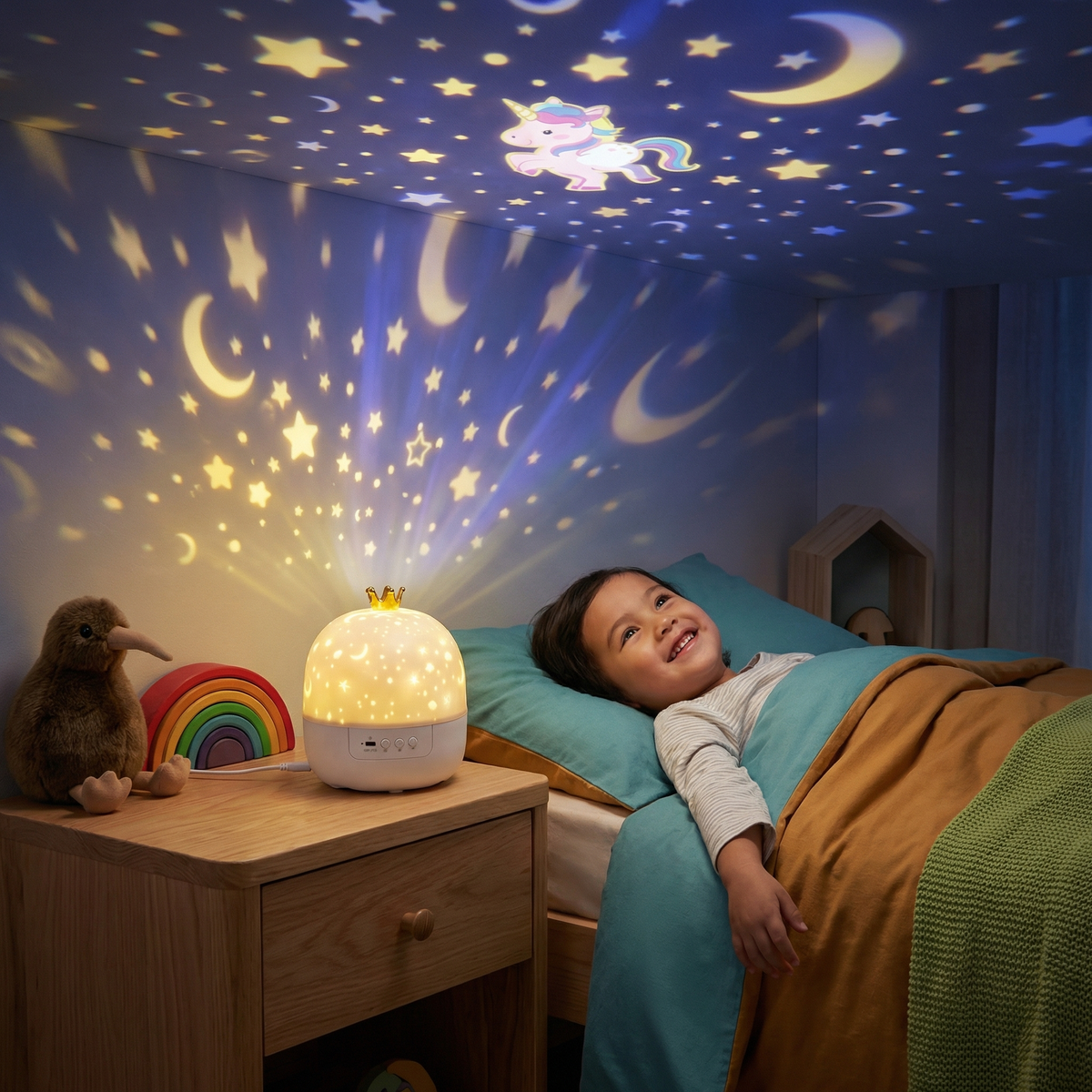 Fittershape 2-in-1 Nachtlampje & Projector – met rustgevende muziek