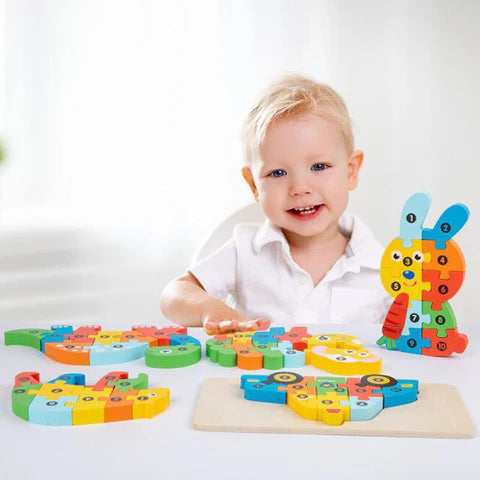 Houten Dieren Puzzel – Educatief – Voor Kinderen – Kleur- en Vormherkenning
