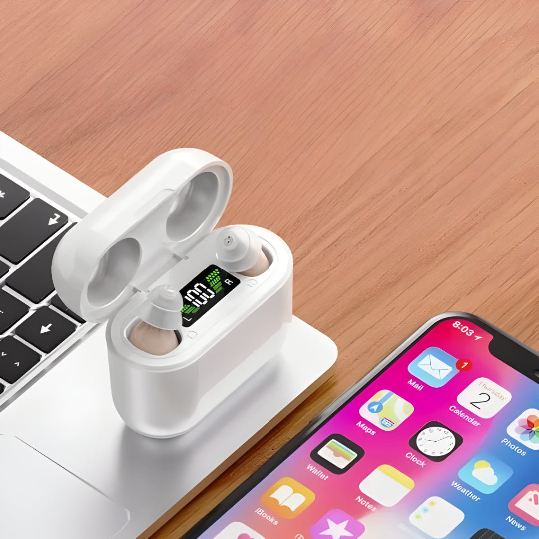 Draadloze Oordopjes – Digitale Display – Geluidsisolatie en Oplaadbaar