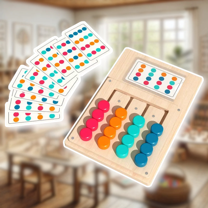 Houten Dot Matching Spel – Voor Kinderen – Met Kaarten en Kleurige Dots