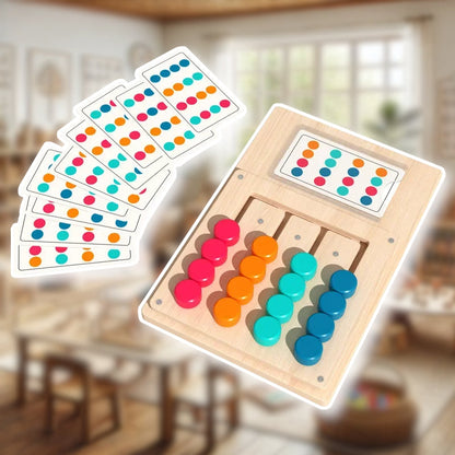 Houten Dot Matching Spel – Voor Kinderen – Met Kaarten en Kleurige Dots